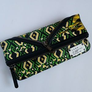 L.A.M.B. Green and Yellow Geometric Clutch